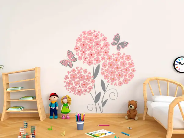 sticker perete flori roz mirena