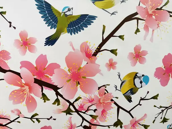 sticker perete flori si pasari