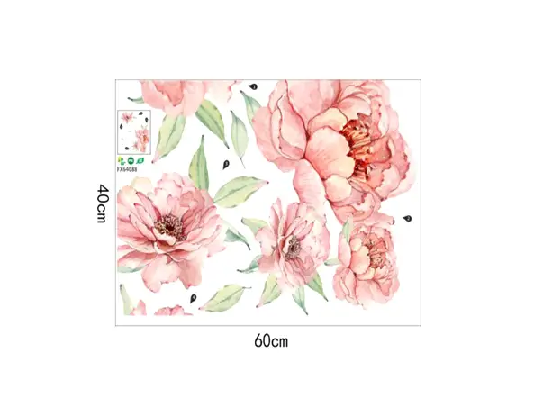 sticker perete flori watercolor bulori roz