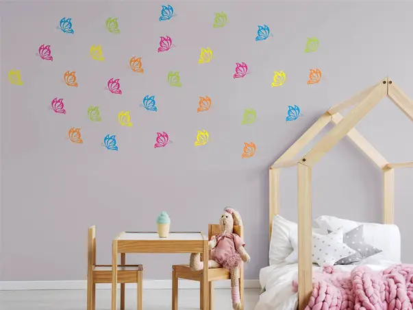 sticker perete fluturi colorati Joy