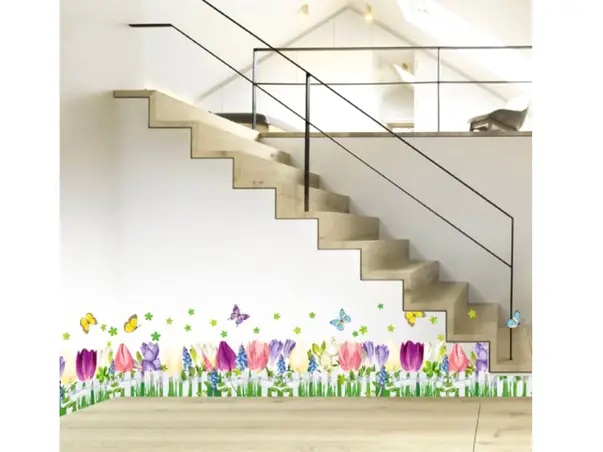 sticker perete folina bordura autoadeziva model gard cu flori
