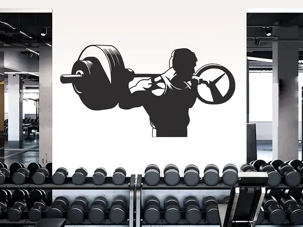 sticker perete sala antrenament greutati negru b x2