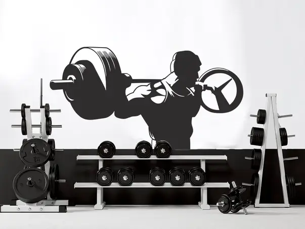 sticker perete sala antrenament greutati negru b x3
