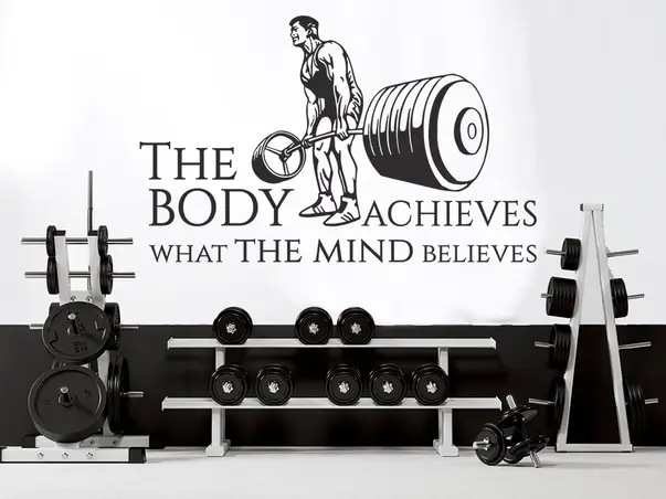 sticker perete sala antrenament greutati negru x2