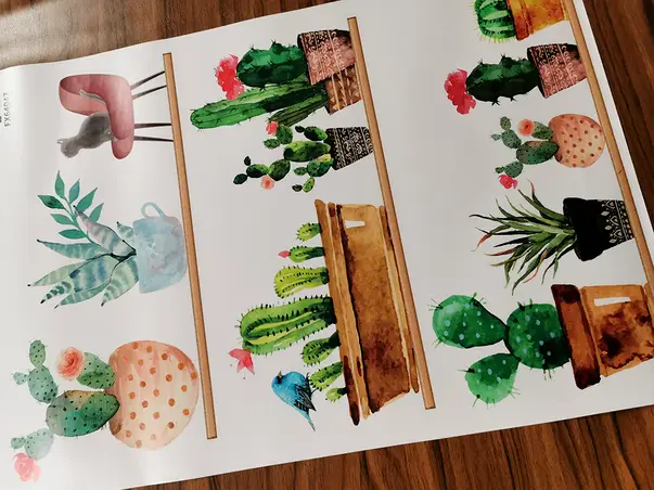 sticker polite cu flori in ghivece