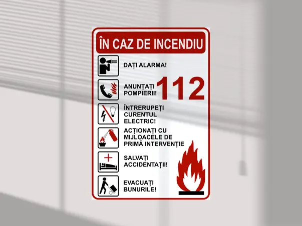 sticker semnalizare masuri de urmat in caz de incendiu 216x148mm s0