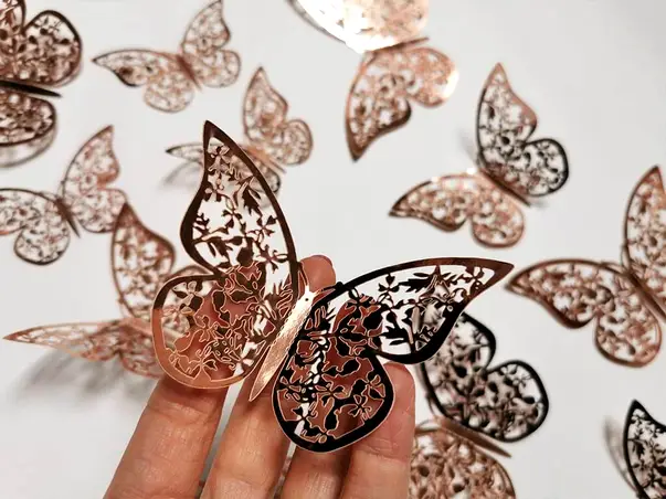 stickere 3d fluturi rose gold