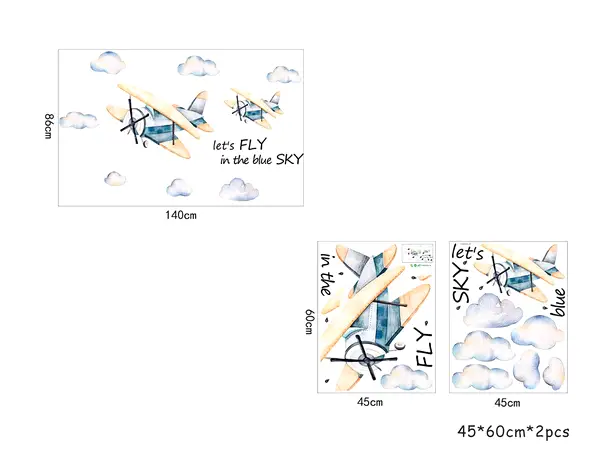 stickere avioane printre nori pentru camera baiat