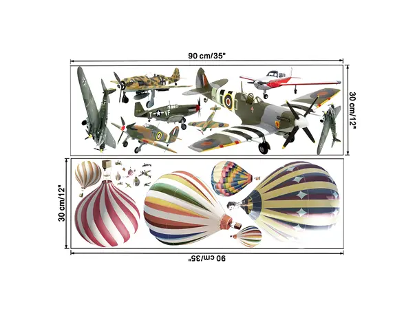 stickere avioane si baloane cu aer cald