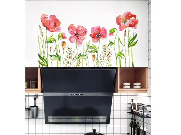 stickere bucatarie maci rosii