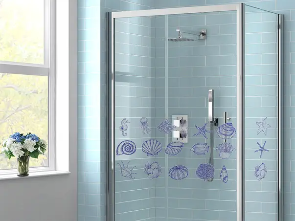 stickere cabina dus model scoici albastre