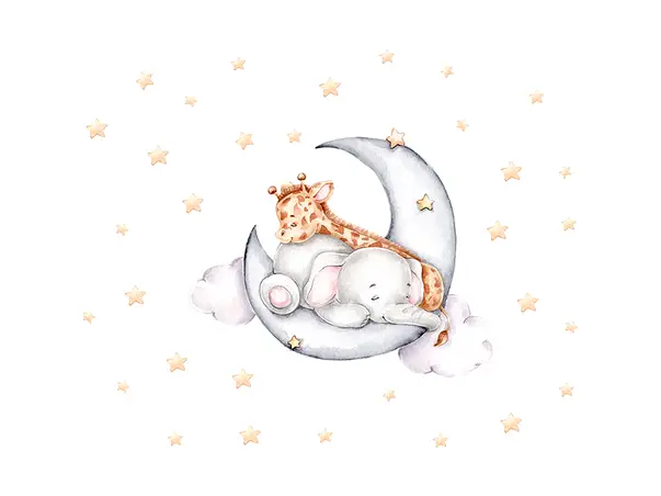 stickere camera bebe animale somnoroase printre stelute