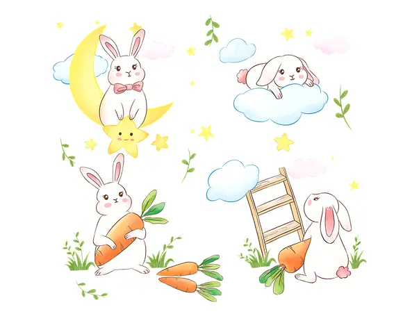 stickere camera copii cu iepurasi