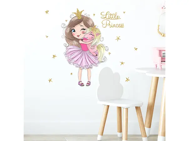 stickere camera fete decor cu printese si unicorni roz