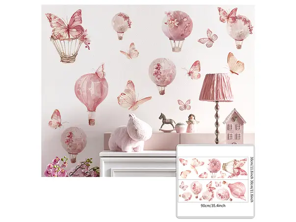 stickere camera fetita fluturi si baloane decor perete mobila geam