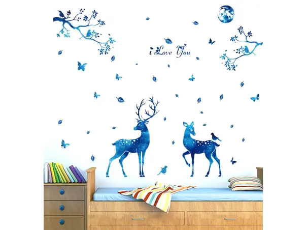 stickere caprioare decor albastru