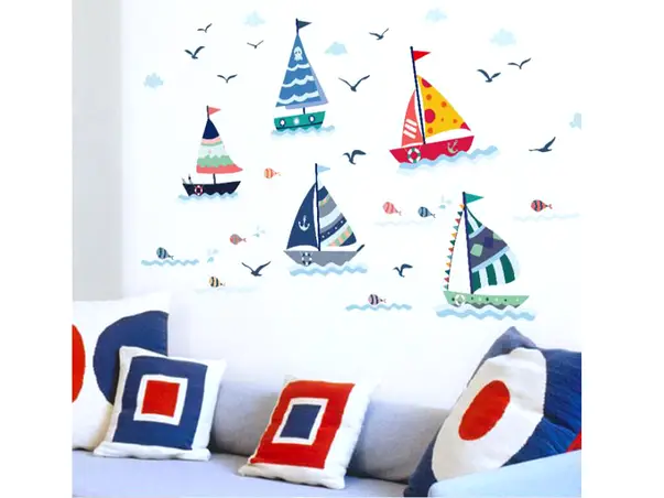 stickere copii barci colorate folina decor marin