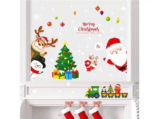 stickere craciun decor colorat cu mos craciun