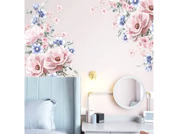 stickere decor floral roz