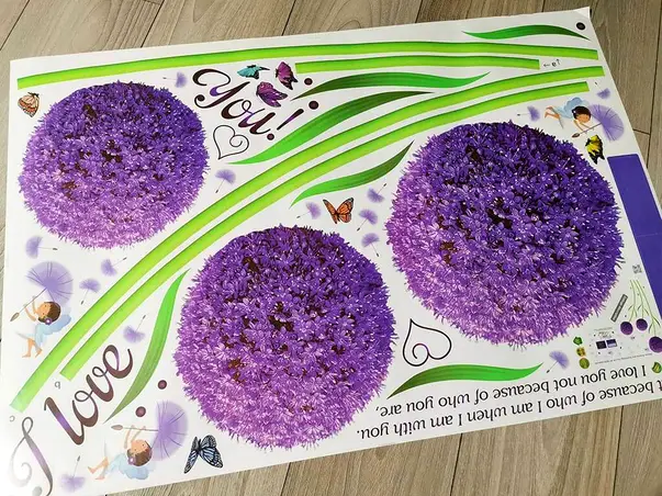 stickere decorative flori mari mov