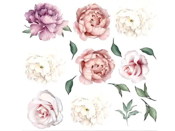 stickere florale mari culori pastel