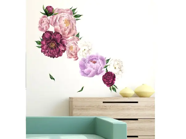 stickere flori bujori mov