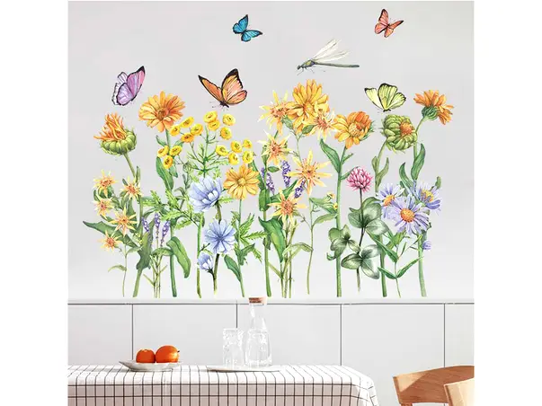 stickere flori de camp si fluturi