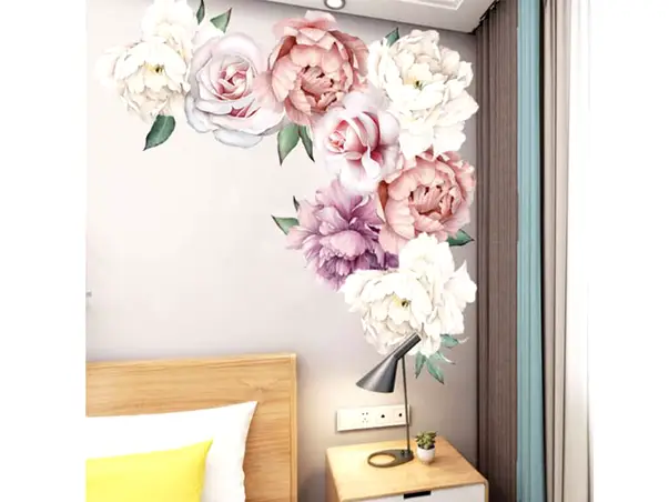 stickere flori folina bujori si trandafiri roz