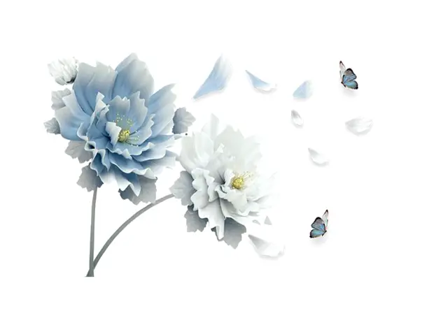 stickere flori folina decor floral gri albastrui