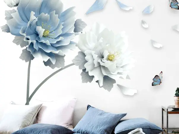 stickere flori folina decor floral gri albastrui