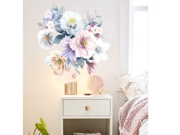 stickere flori folina decor in nuante pastel 50 cm