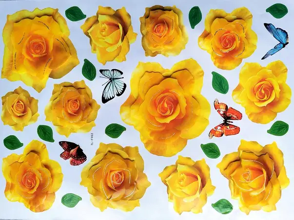 stickere flori folina trandafiri galbeni