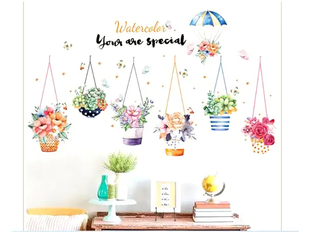 stickere flori ghivece suspendate