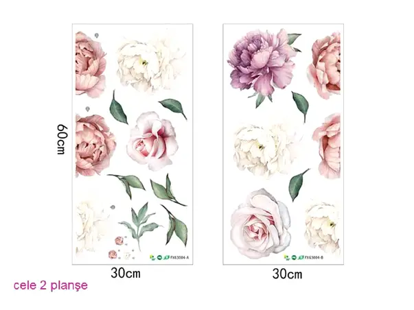 stickere flori in culori pastel