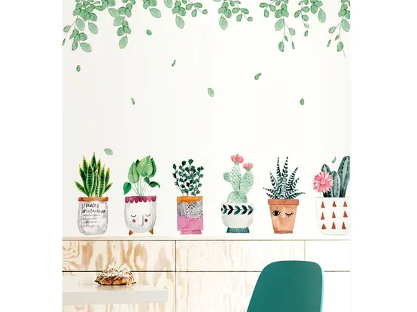 stickere flori in ghivece decorative