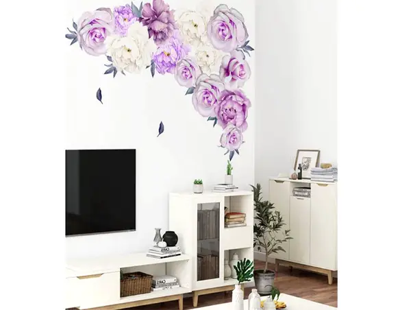 stickere flori lila decor perete