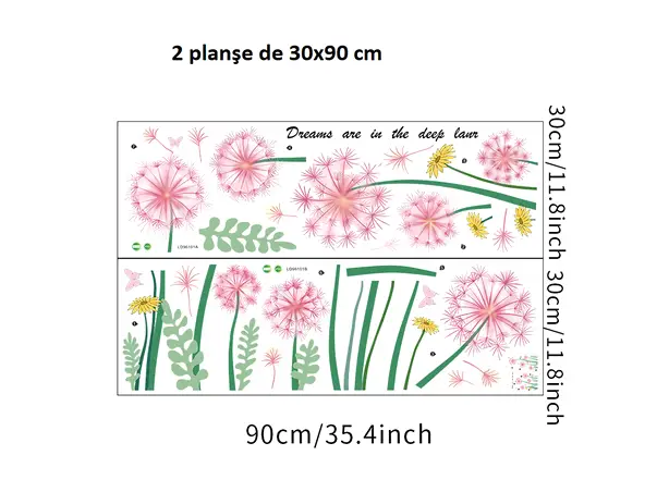 stickere flori mari papadii roz