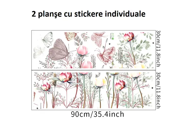stickere flori mari si fluturi decor pentru perete sau geam