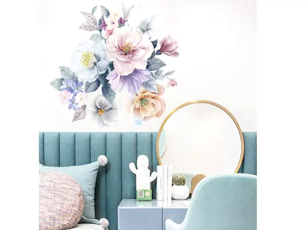 stickere flori nuante pastel 50 cm