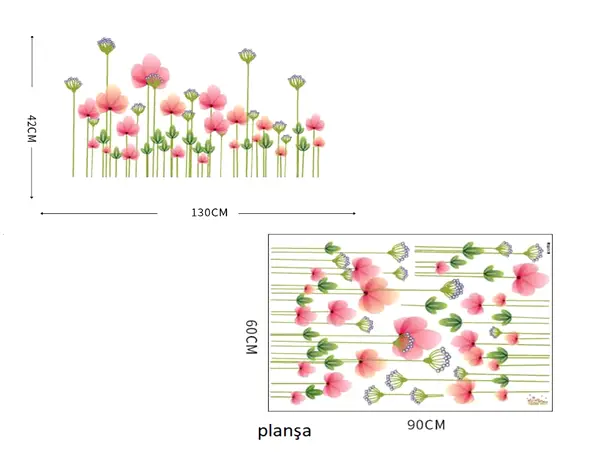 stickere flori roz folina