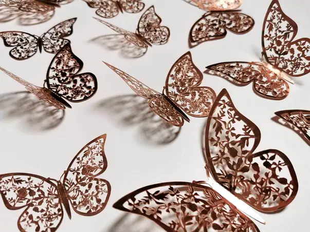 stickere fluturi 3d rose gold