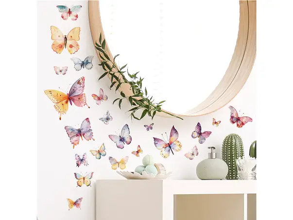 stickere fluturi colorati decor perete mobila geam