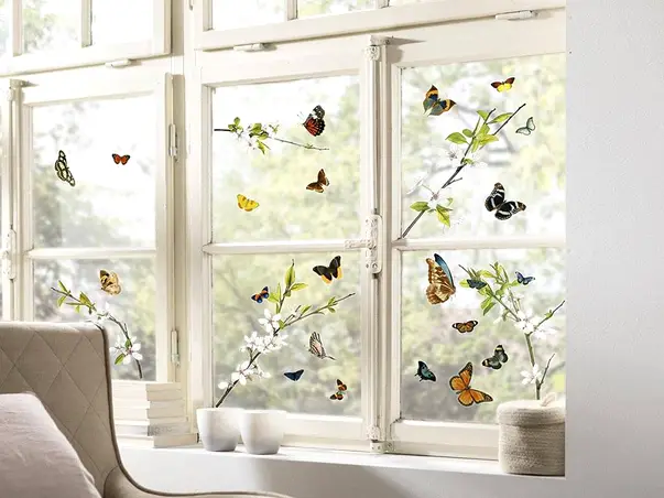 stickere geam flori fluturi cheerful komar