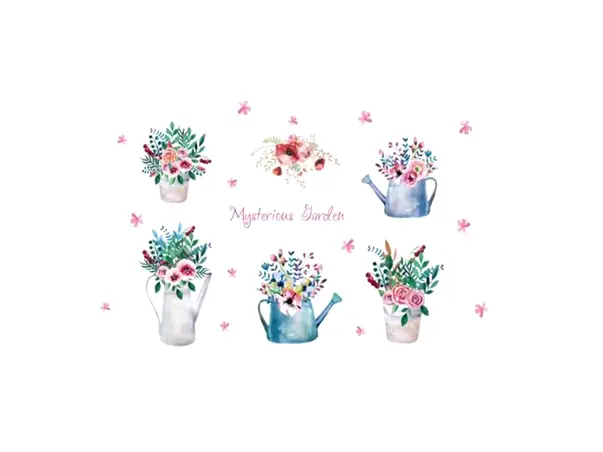 stickere ghivece cu flori folina plansa cu 6 stickere multicolore