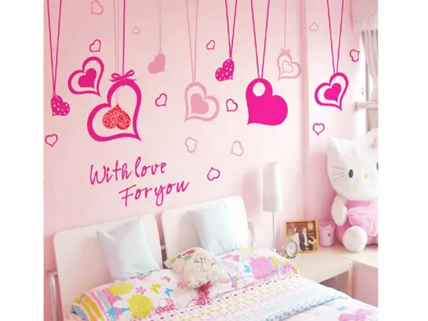 stickere inimioare folina decor roz