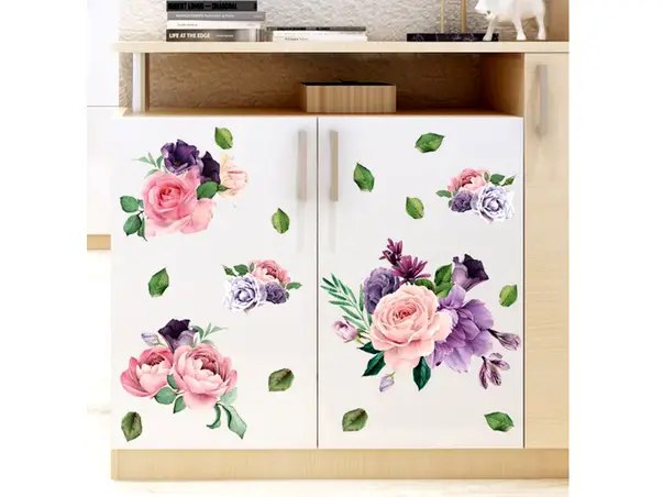 stickere mobila flori roz si mov