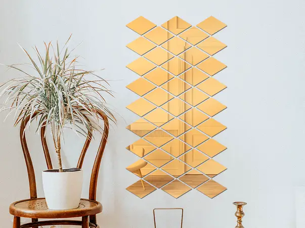 stickere oglinda romburi aurii