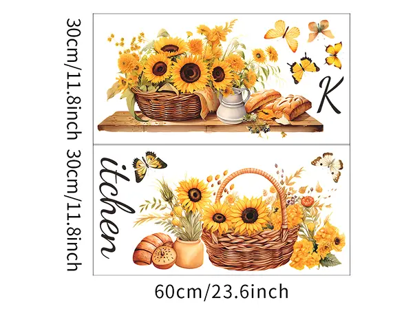 stickere perete bucatarie decor cu floarea soarelui