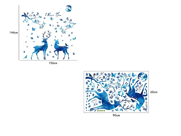 stickere perete caprioare folina decor albastru
