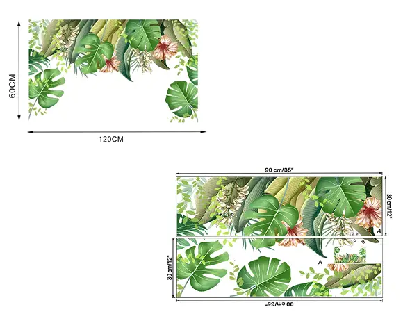 stickere perete decor cu frunze